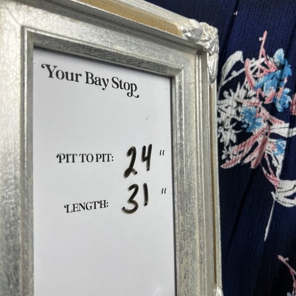 Lane Bryant Womens Blouse 14/15 Blue Floral Embroidered Long Sleeves Button Neck - Picture 9 of 9